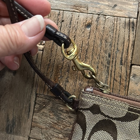 Coach Signature C Brown Wristlet - Picture 5 of 7